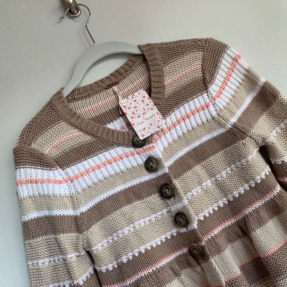 NWT Free People Striped Soft Cotton Cardigan